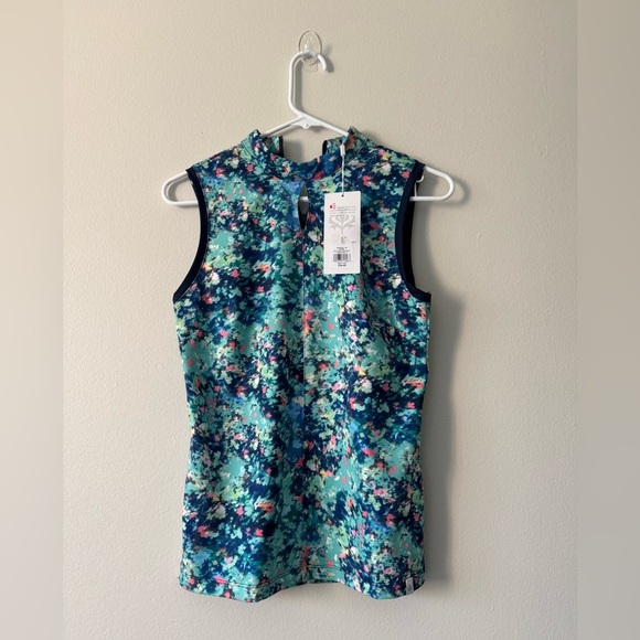 Lady Hagen Tops Floral Keyhole Sleeveless Golf Polo Size XS NWT - Picture 2 of 11